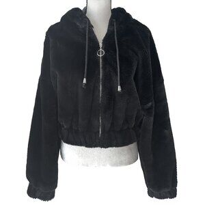Faux Fur Cropped Zip Up Jacket